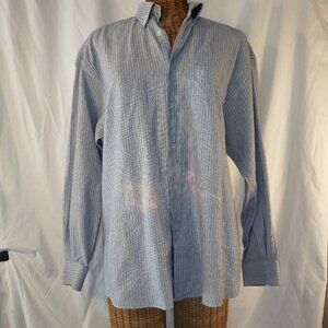 Alain Delon Paris Men's Long Sleeve Button Down Shirt Blue Size L